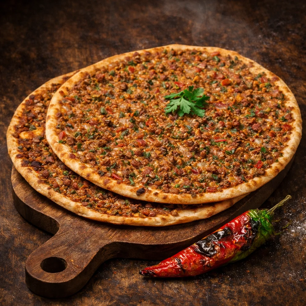 Odun ateşinde pişen ince hamurlu lahmacunlar